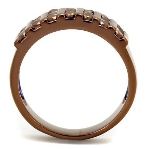 3W1164 - IP Coffee light Brass Ring with AAA Grade CZ  in Light Coffee-2