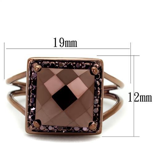 3W1165 - IP Coffee light Brass Ring with AAA Grade CZ  in Light Coffee-1