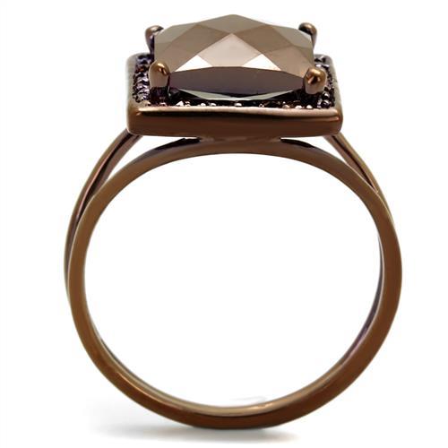 3W1165 - IP Coffee light Brass Ring with AAA Grade CZ  in Light Coffee-2