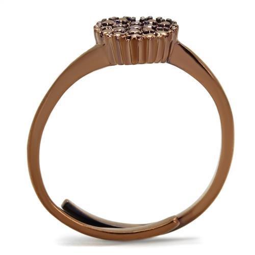 3W1166 - IP Coffee light Brass Ring with AAA Grade CZ  in Light Coffee-2