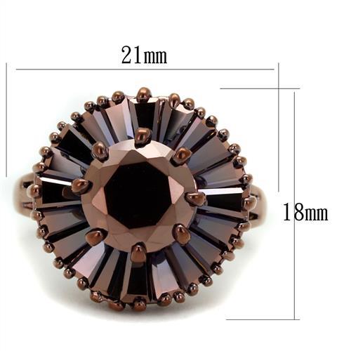 3W1167 - IP Coffee light Brass Ring with AAA Grade CZ  in Light Coffee-1