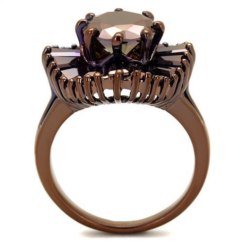 3W1167 - IP Coffee light Brass Ring with AAA Grade CZ  in Light Coffee-2
