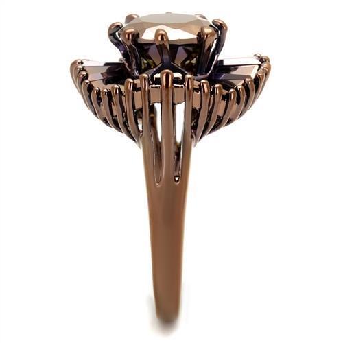 3W1167 - IP Coffee light Brass Ring with AAA Grade CZ  in Light Coffee-3