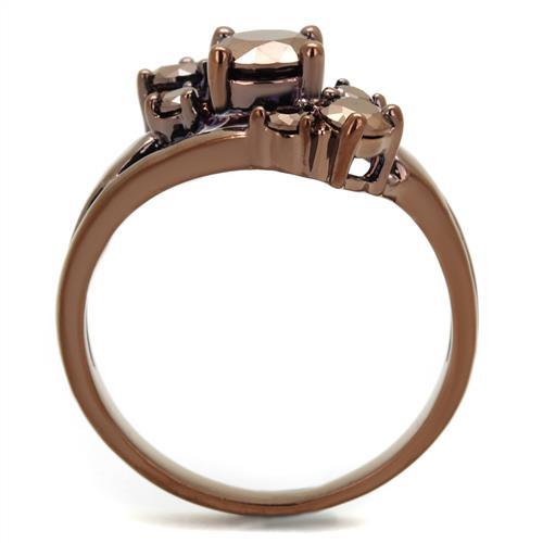 3W1168 - IP Coffee light Brass Ring with AAA Grade CZ  in Light Coffee-2