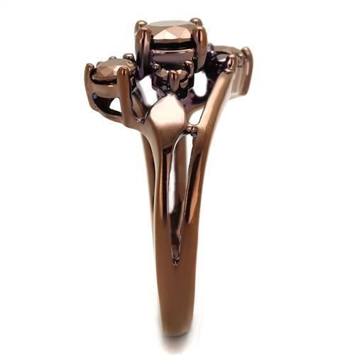 3W1168 - IP Coffee light Brass Ring with AAA Grade CZ  in Light Coffee-3