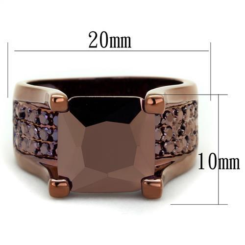 3W1169 - IP Coffee light Brass Ring with AAA Grade CZ  in Light Coffee-1