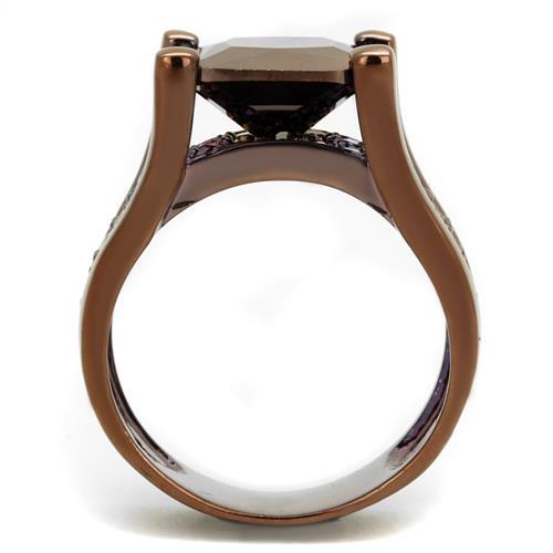 3W1169 - IP Coffee light Brass Ring with AAA Grade CZ  in Light Coffee-2