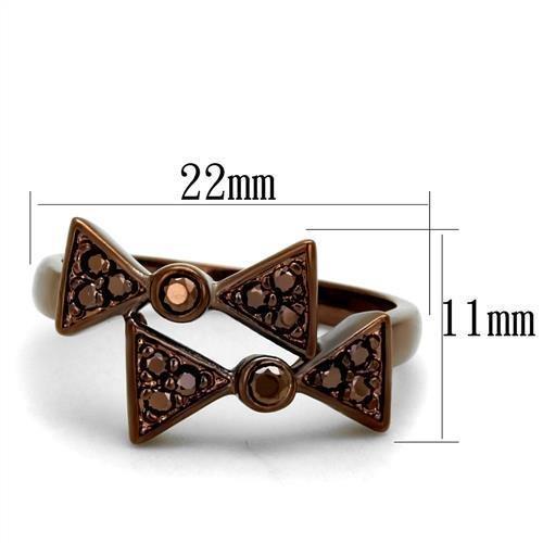 3W1171 - IP Coffee light Brass Ring with AAA Grade CZ  in Light Coffee-1