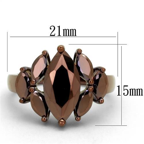 3W1173 - IP Coffee light Brass Ring with AAA Grade CZ  in Light Coffee-1
