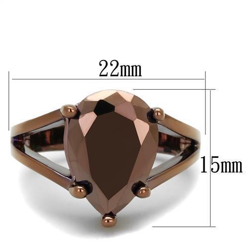 3W1174 - IP Coffee light Brass Ring with AAA Grade CZ  in Light Coffee-1