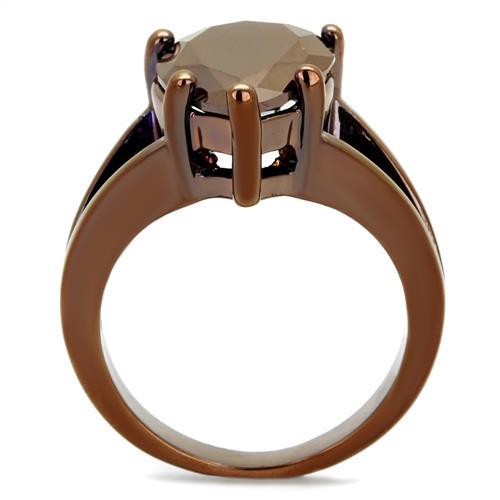 3W1174 - IP Coffee light Brass Ring with AAA Grade CZ  in Light Coffee-2