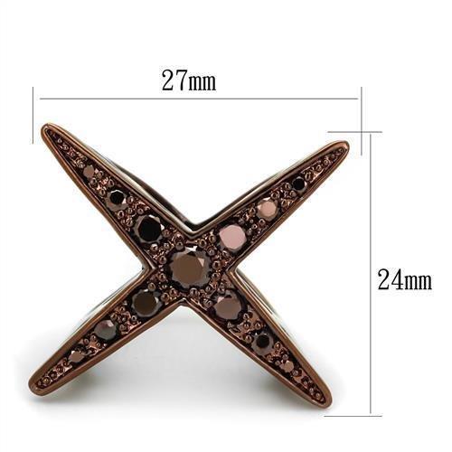 3W1175 - IP Coffee light Brass Ring with AAA Grade CZ  in Light Coffee-1