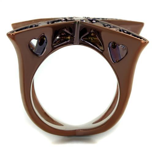 3W1175 - IP Coffee light Brass Ring with AAA Grade CZ  in Light Coffee-2