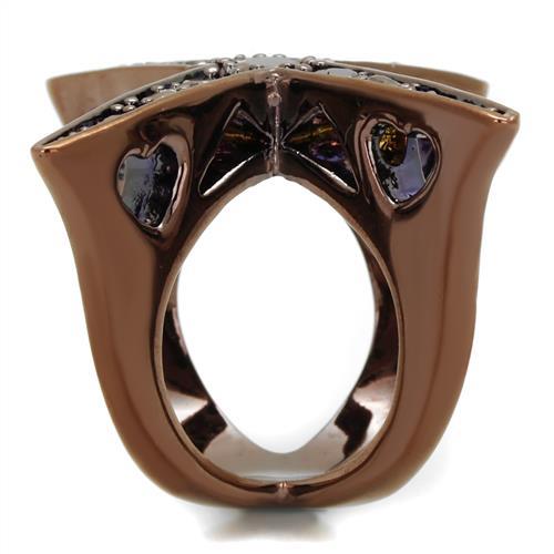 3W1175 - IP Coffee light Brass Ring with AAA Grade CZ  in Light Coffee-3