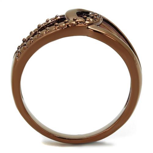 3W1176 - IP Coffee light Brass Ring with AAA Grade CZ  in Light Coffee-2
