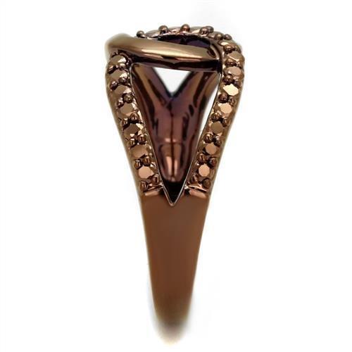 3W1176 - IP Coffee light Brass Ring with AAA Grade CZ  in Light Coffee-3