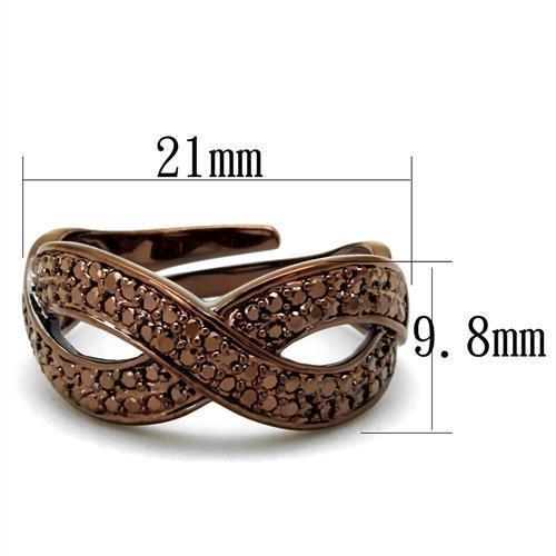 3W1179 - IP Coffee light Brass Ring with AAA Grade CZ  in Light Coffee-1