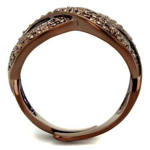 3W1179 - IP Coffee light Brass Ring with AAA Grade CZ  in Light Coffee-2