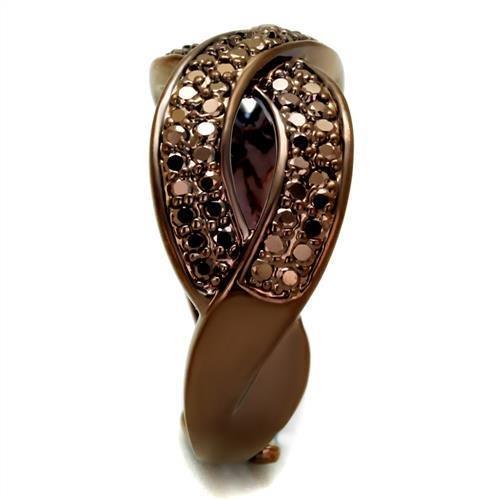 3W1179 - IP Coffee light Brass Ring with AAA Grade CZ  in Light Coffee-3