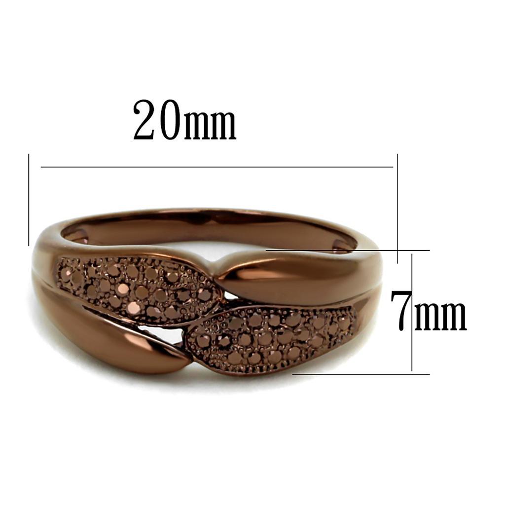 3W1180 - IP Coffee light Brass Ring with AAA Grade CZ  in Light Coffee-1