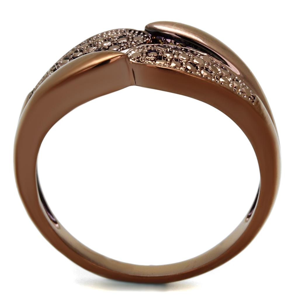 3W1180 - IP Coffee light Brass Ring with AAA Grade CZ  in Light Coffee-2