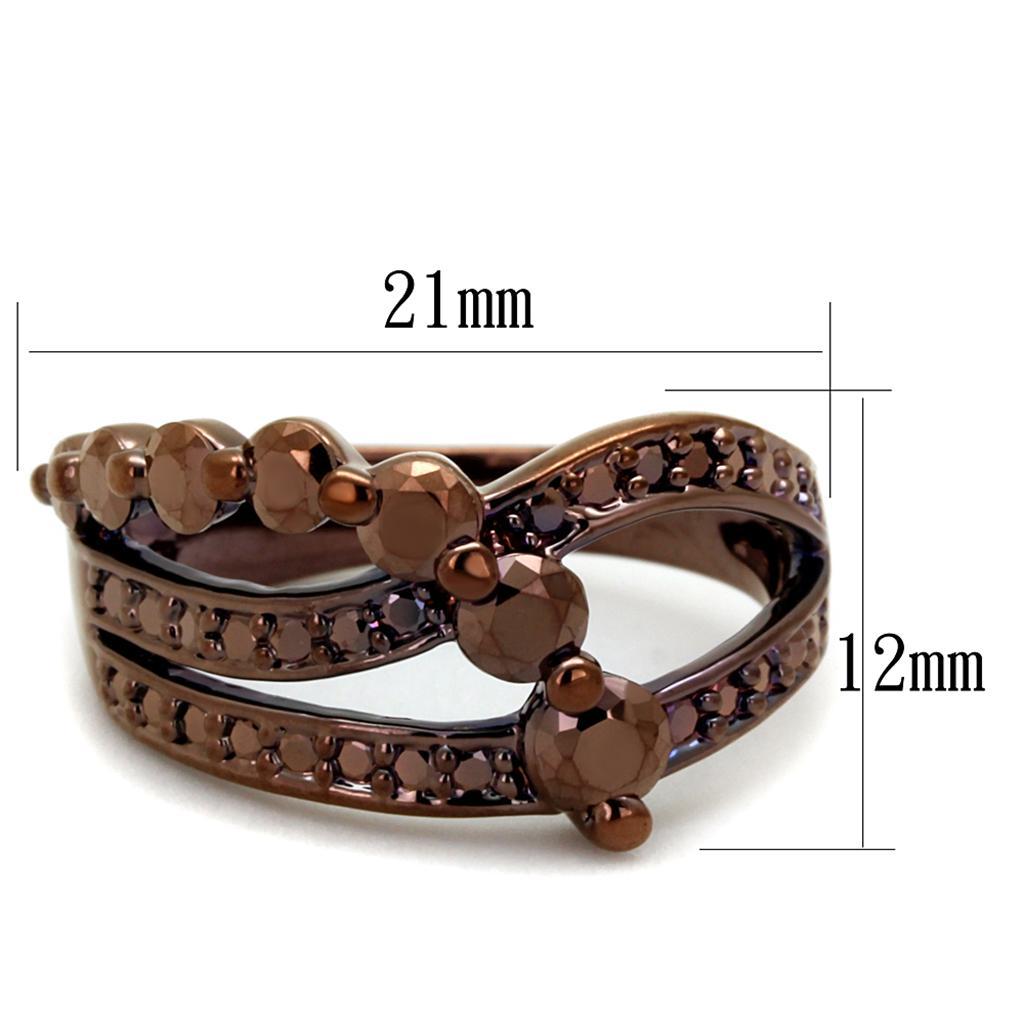 3W1182 - IP Coffee light Brass Ring with AAA Grade CZ  in Light Coffee-1