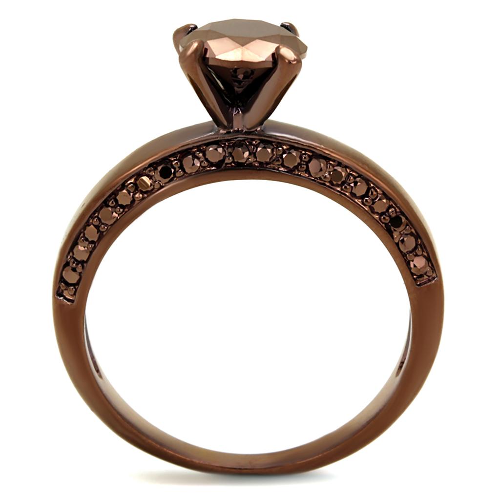 3W1183 - IP Coffee light Brass Ring with AAA Grade CZ  in Light Coffee-2