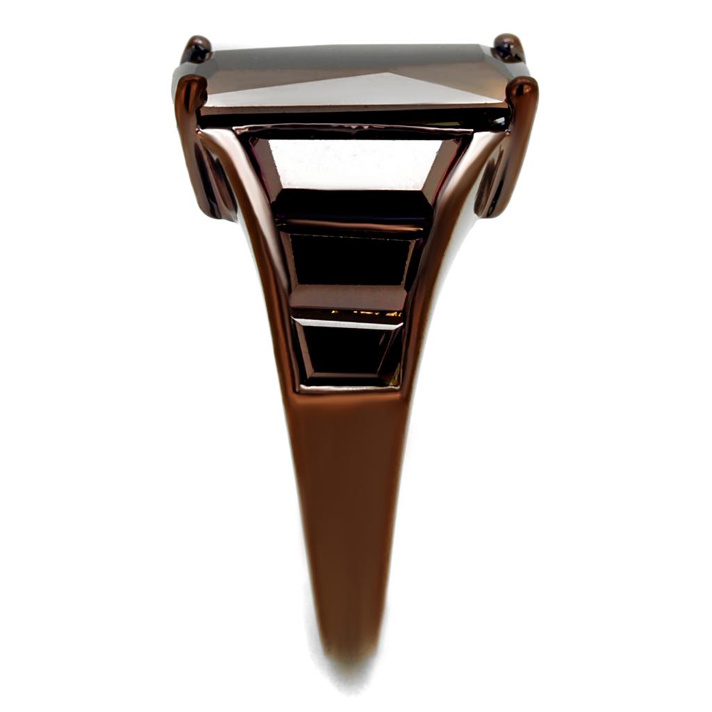 3W1184 - IP Coffee light Brass Ring with AAA Grade CZ  in Light Coffee-3