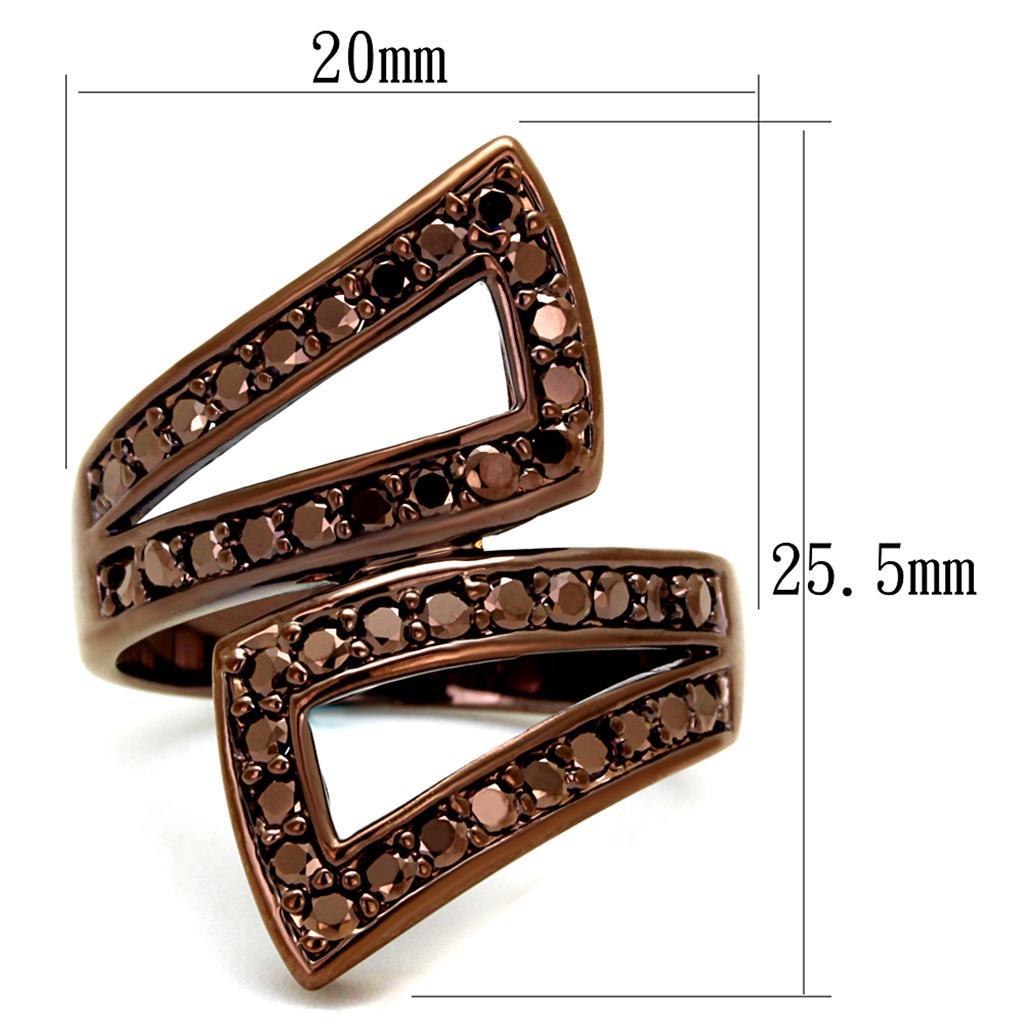 3W1185 - IP Coffee light Brass Ring with AAA Grade CZ  in Light Coffee-1