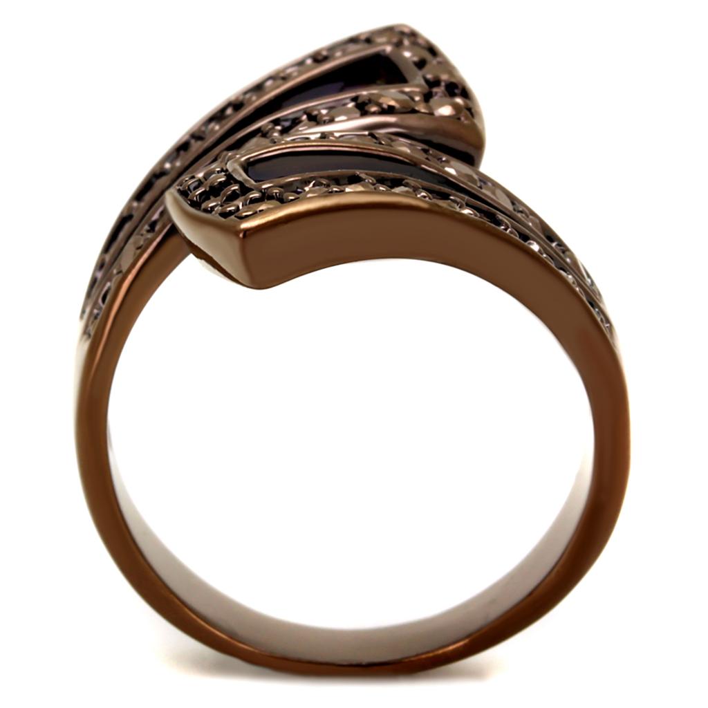 3W1185 - IP Coffee light Brass Ring with AAA Grade CZ  in Light Coffee-2
