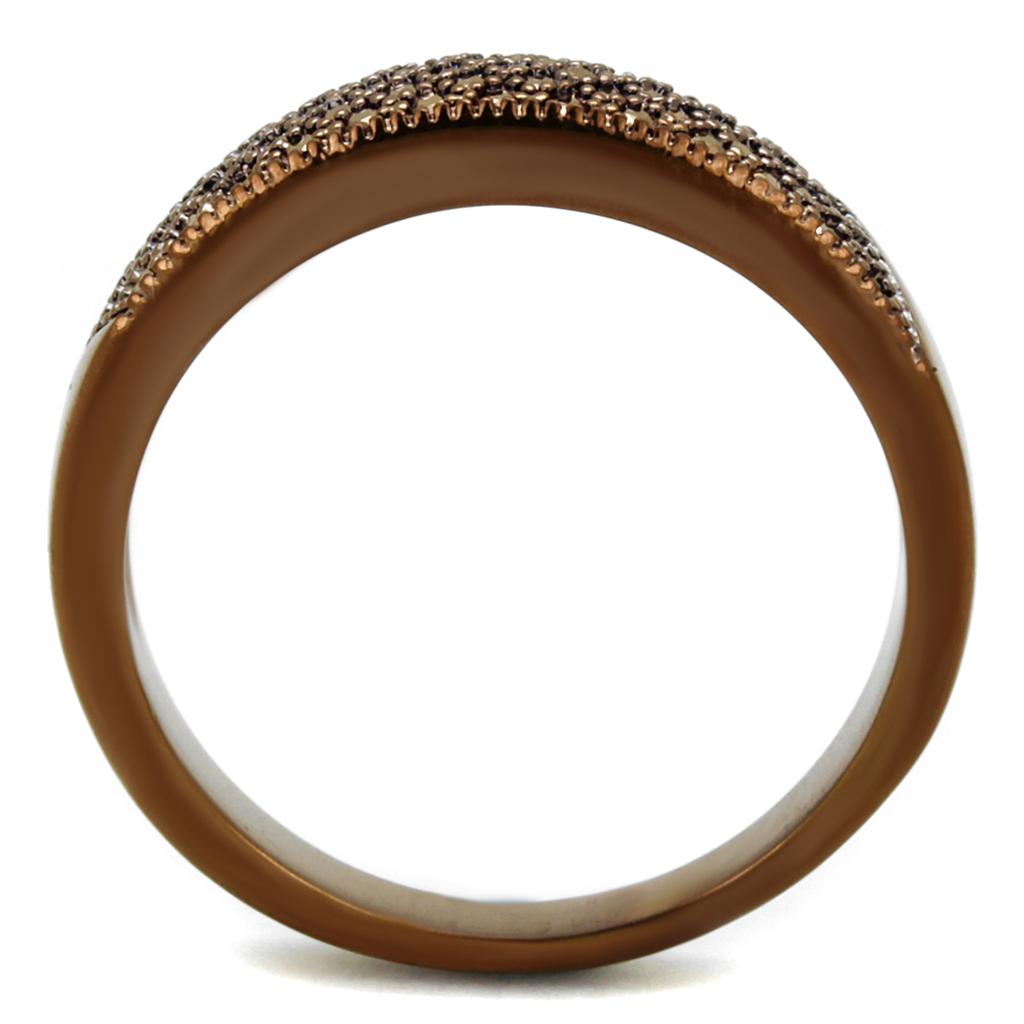 3W1186 - IP Coffee light Brass Ring with AAA Grade CZ  in Light Coffee-2