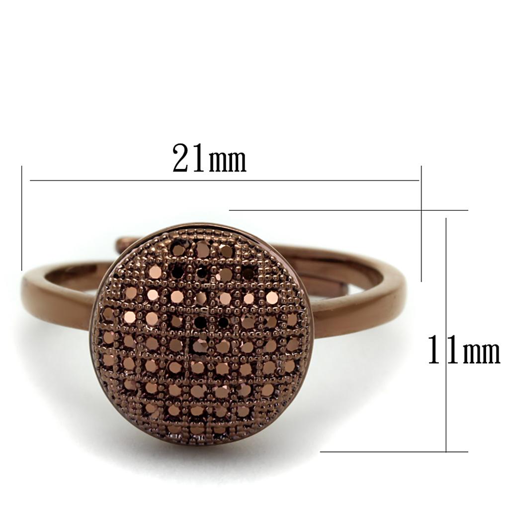 3W1187 - IP Coffee light Brass Ring with AAA Grade CZ  in Light Coffee-1