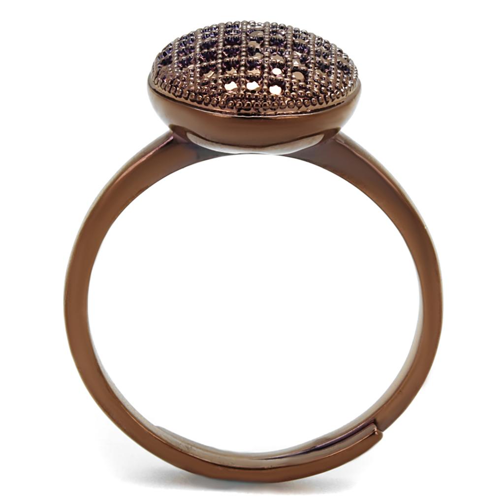 3W1187 - IP Coffee light Brass Ring with AAA Grade CZ  in Light Coffee-2