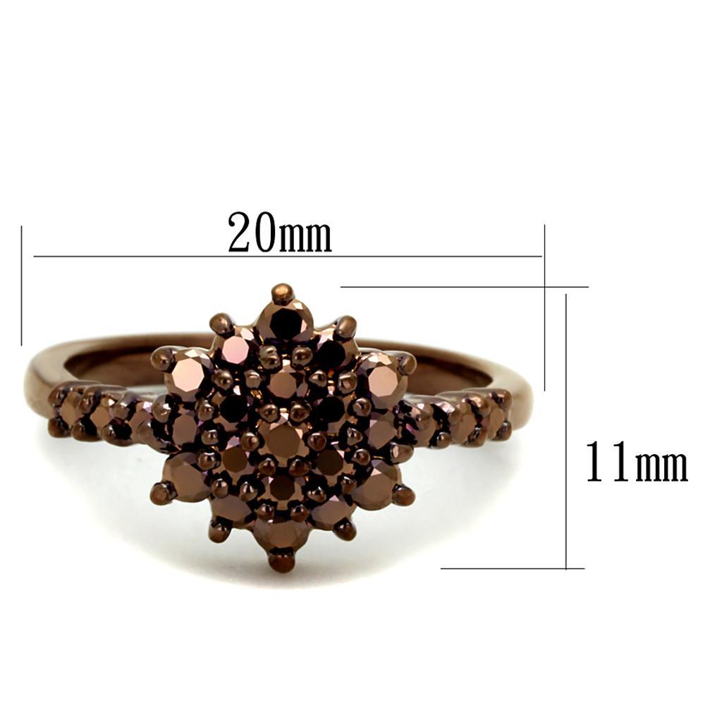 3W1188 - IP Coffee light Brass Ring with AAA Grade CZ  in Light Coffee-1