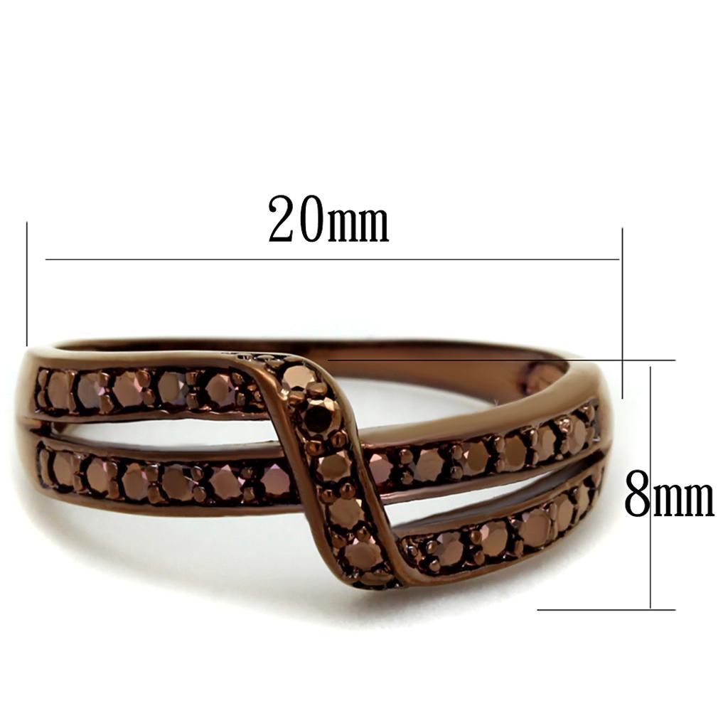 3W1189 - IP Coffee light Brass Ring with AAA Grade CZ  in Light Coffee-1