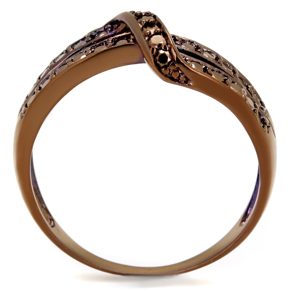 3W1189 - IP Coffee light Brass Ring with AAA Grade CZ  in Light Coffee-2