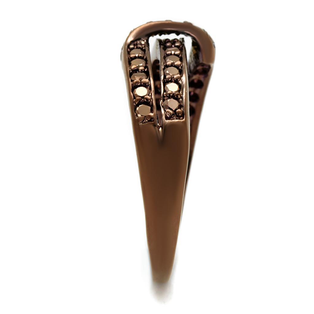 3W1189 - IP Coffee light Brass Ring with AAA Grade CZ  in Light Coffee-3