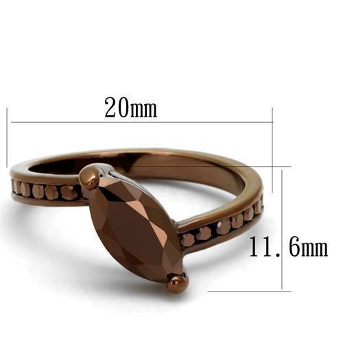 3W1190 - IP Coffee light Brass Ring with AAA Grade CZ  in Light Coffee-1