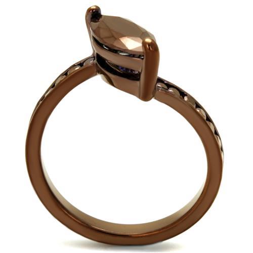 3W1190 - IP Coffee light Brass Ring with AAA Grade CZ  in Light Coffee-2