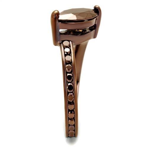 3W1190 - IP Coffee light Brass Ring with AAA Grade CZ  in Light Coffee-3
