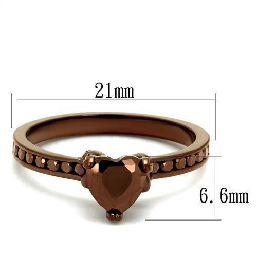 3W1191 - IP Coffee light Brass Ring with AAA Grade CZ  in Light Coffee-1