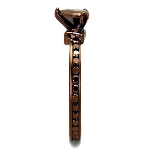 3W1191 - IP Coffee light Brass Ring with AAA Grade CZ  in Light Coffee-3