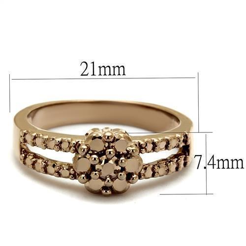 3W1192 - IP Rose Gold(Ion Plating) Brass Ring with AAA Grade CZ  in Metallic Light Gold-1