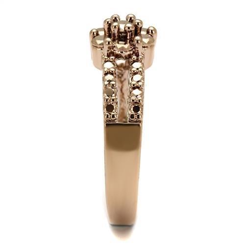 3W1192 - IP Rose Gold(Ion Plating) Brass Ring with AAA Grade CZ  in Metallic Light Gold-3