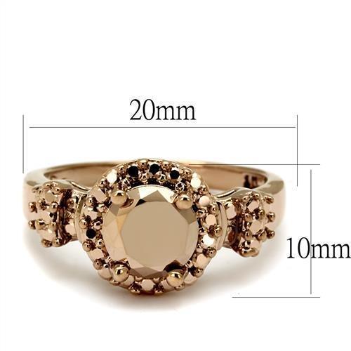 3W1193 - IP Rose Gold(Ion Plating) Brass Ring with AAA Grade CZ  in Metallic Light Gold-1