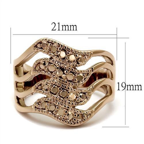 3W1196 - IP Rose Gold(Ion Plating) Brass Ring with AAA Grade CZ  in Metallic Light Gold-1