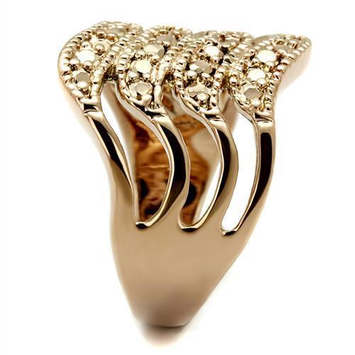 3W1196 - IP Rose Gold(Ion Plating) Brass Ring with AAA Grade CZ  in Metallic Light Gold-3
