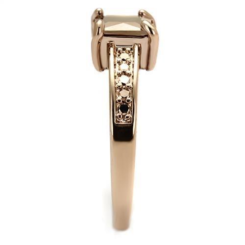 3W1197 - IP Rose Gold(Ion Plating) Brass Ring with AAA Grade CZ  in Metallic Light Gold-3