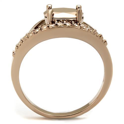 3W1198 - IP Rose Gold(Ion Plating) Brass Ring with AAA Grade CZ  in Metallic Light Gold-2