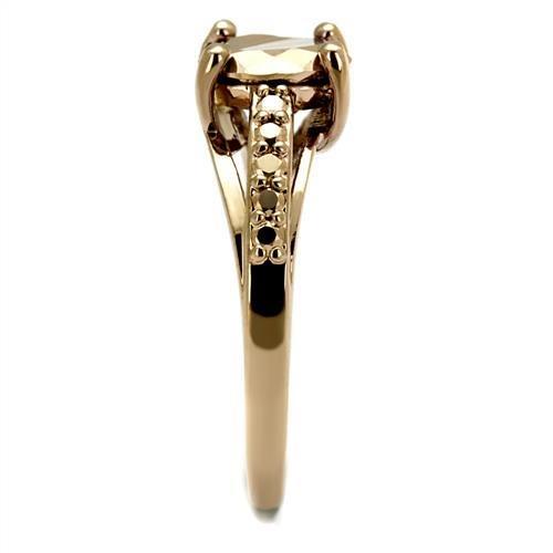 3W1199 - IP Rose Gold(Ion Plating) Brass Ring with AAA Grade CZ  in Metallic Light Gold-3